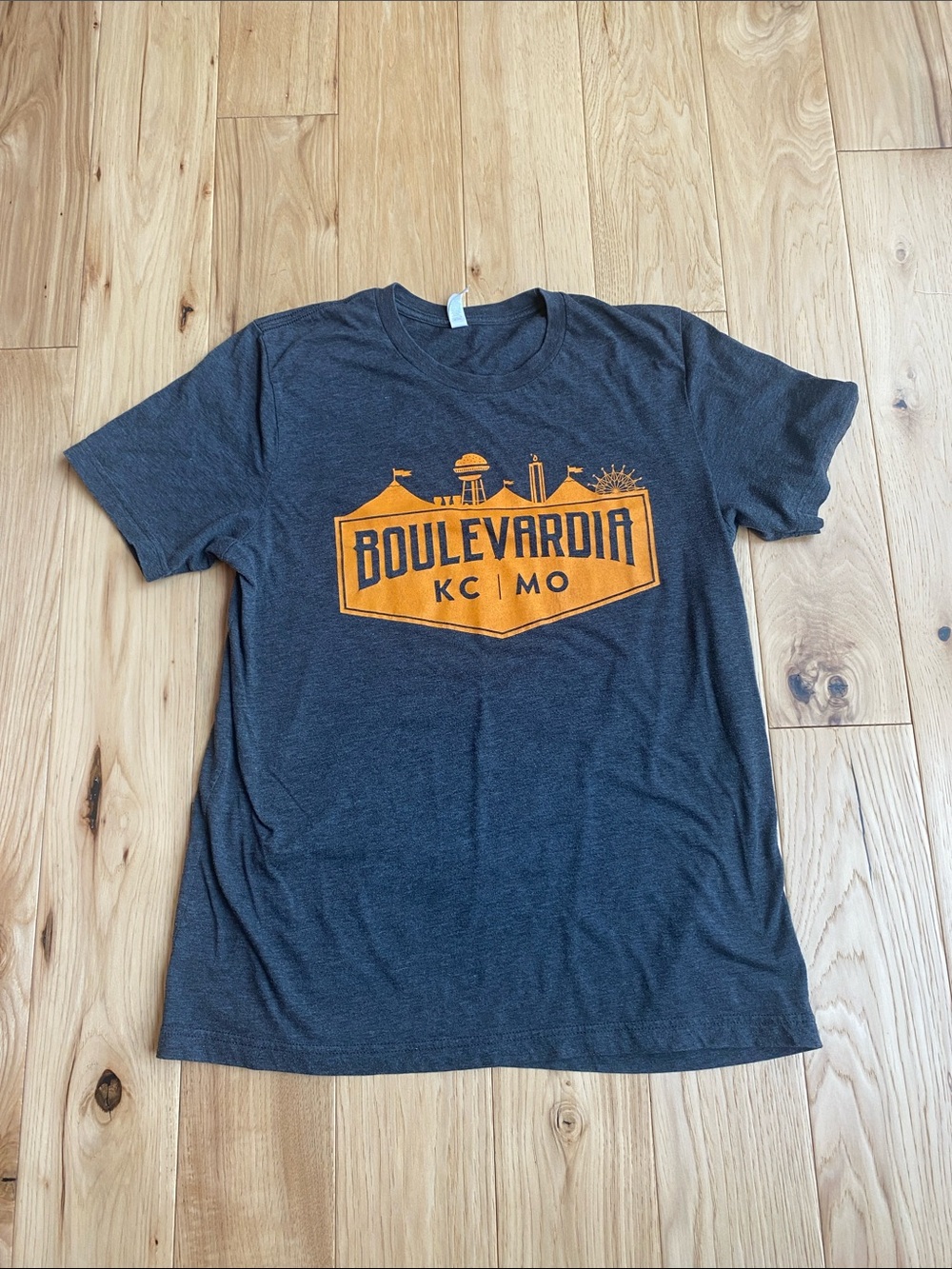 Bella Canvas Charcoal T-Shirt with Orange Boulevardia Print